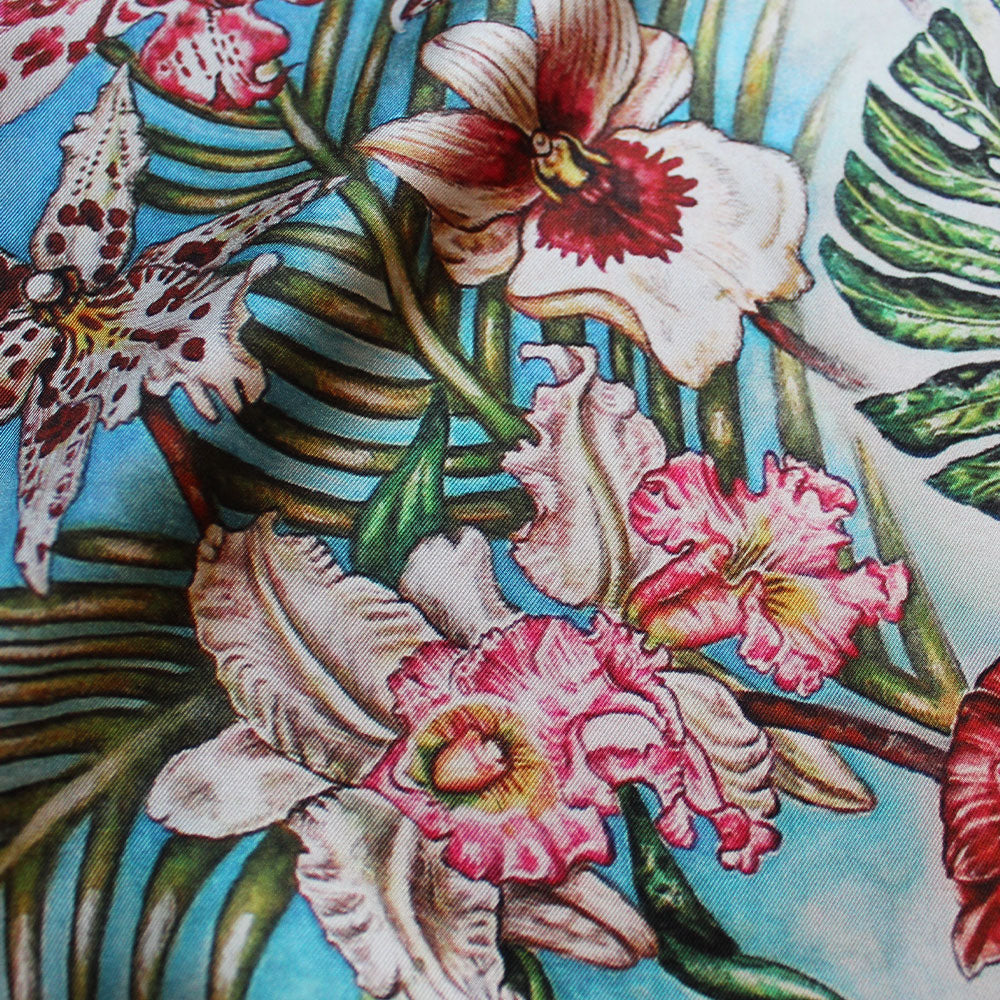 Foulard Lalique By Ginny Litscher Dessin Jungle Bleu