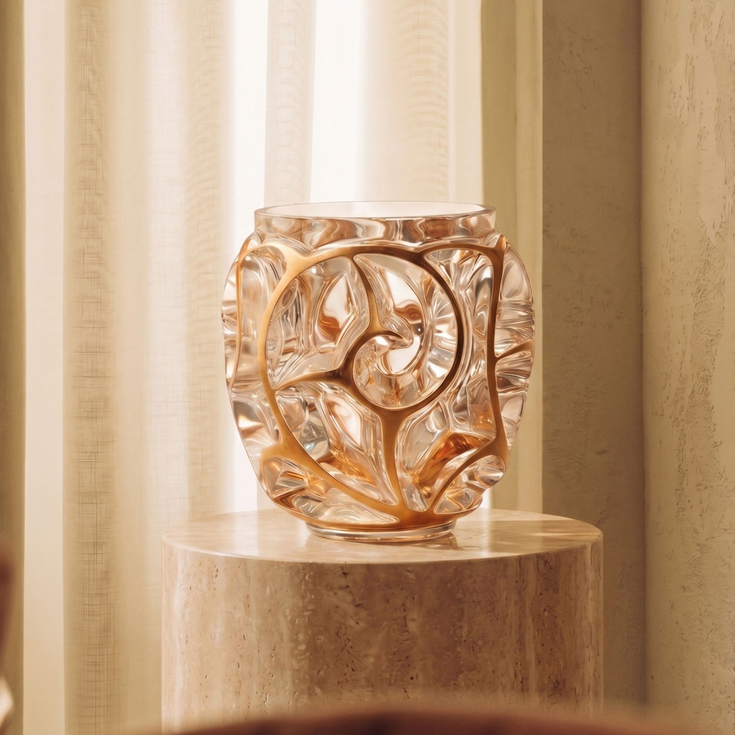 Tourbillons vase, XXL with pink gold leaves