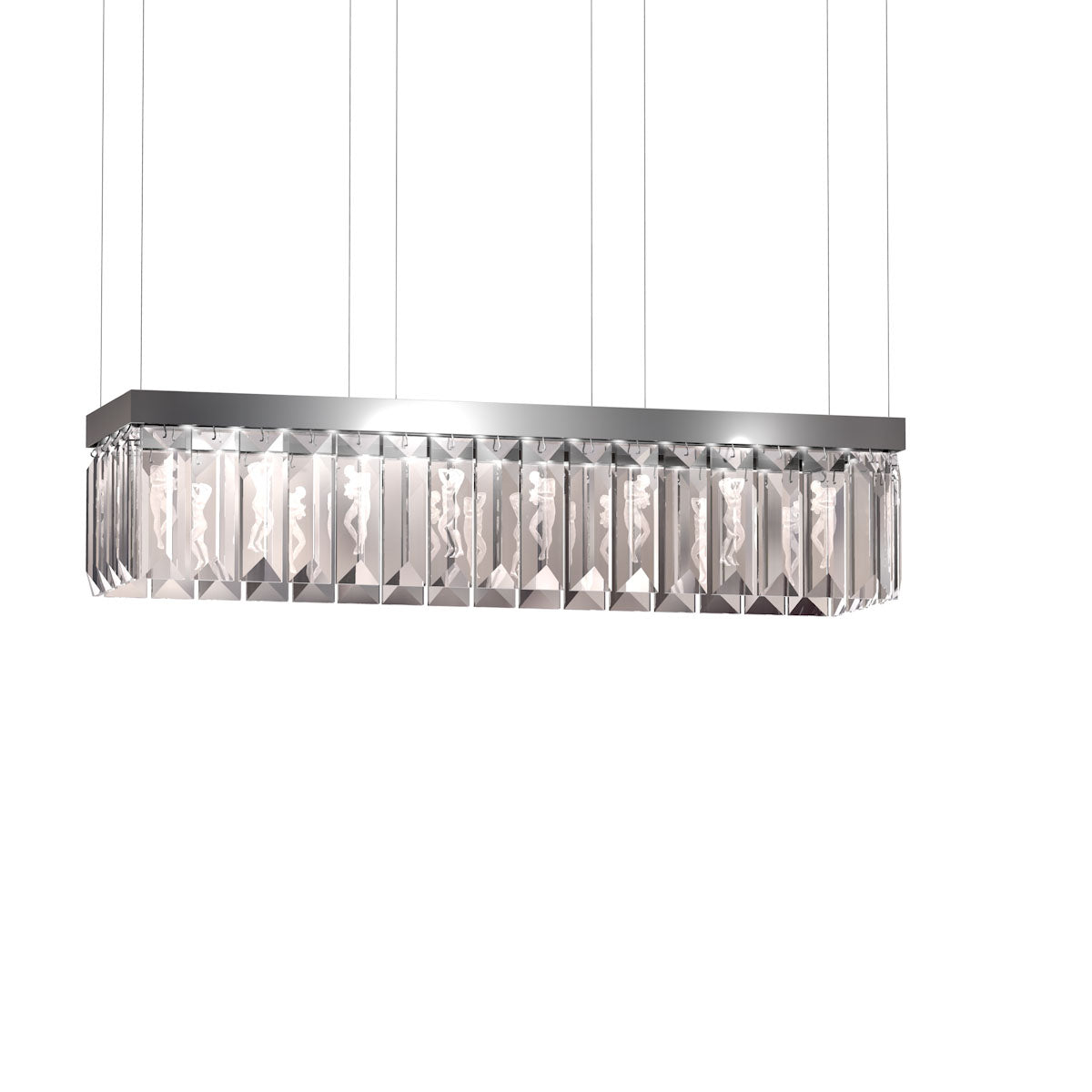 Serene 40 Prisms Chandelier, Rectangular