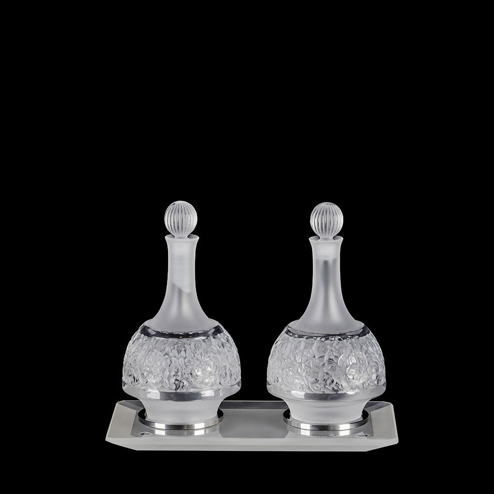 Set of 2 Versailles oil/vinegar cruets & tray