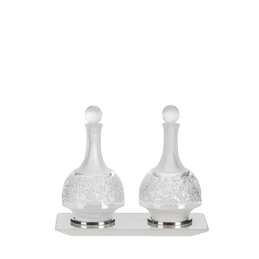 Set of 2 Versailles oil/vinegar cruets & tray