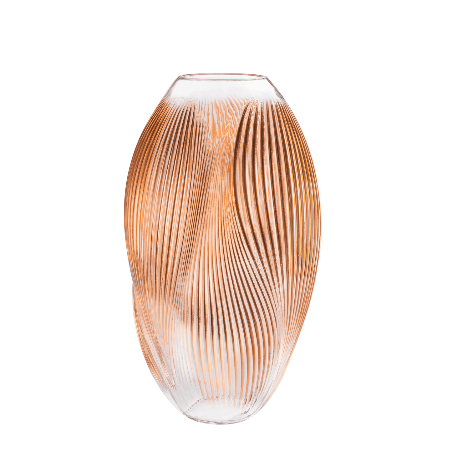 Alizé XXL Vase with pink gold leaves