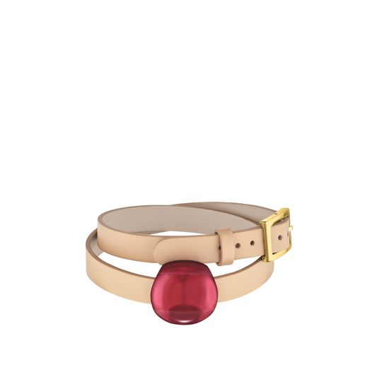 Cabochon leather bracelet